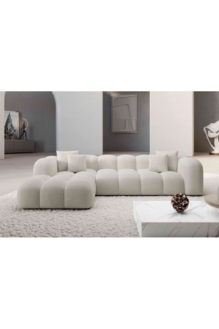 Canapé d'angle gauche Form Nuvola - Blanc - 5 places - Tissu bouclette