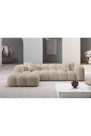 Canapé d'angle gauche Form Nuvola - Crème - 5 places - Tissu toucher velours