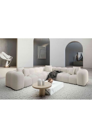 Canapé d'angle Nuvola - Blanc - 6 places - Tissu bouclette
