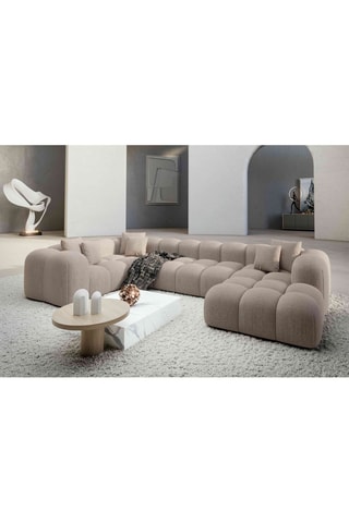 Canapé d'angle gauche panoramique Nuvola - Beige - 7 places - Tissu structurel