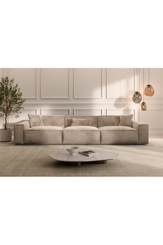 Canapé Lionel - Sable - 4 places - Tissu toucher velours