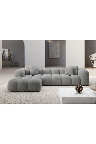 Canapé d'angle gauche Nuvola - Gris clair - 5 places - Tissu toucher velours