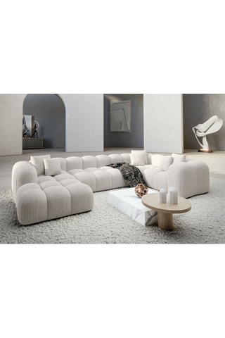 Canapé d'angle gauche panoramique Nuvola - Blanc - 7 places - Tissu structuré