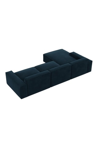 Canapé d'angle gauche Lionel - Bleu foncé - 5 places - Tissu toucher velours
