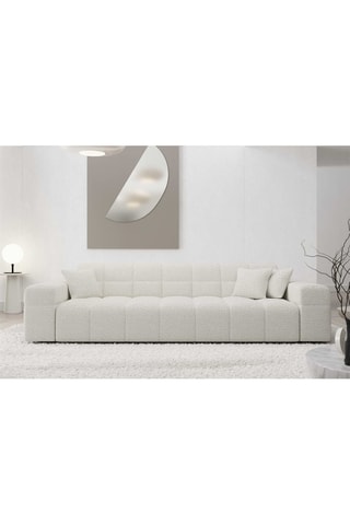 Canapé droit Cardano - Blanc - 3 places - Tissu bouclette