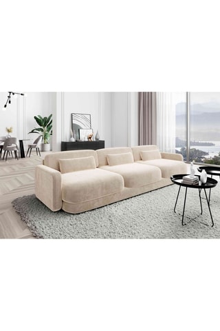 Canapé droit Migala - Crème - 3 places - Tissu velours