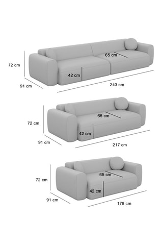 Canapé droit Moloko - Bleu foncé - 3 places - Tissu velours