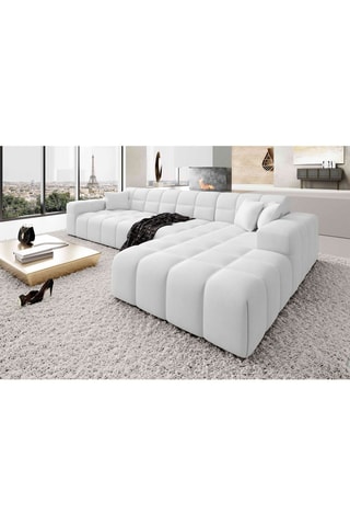 Canapé d'angle droit Cardano - Blanc - 5 places - En cuir