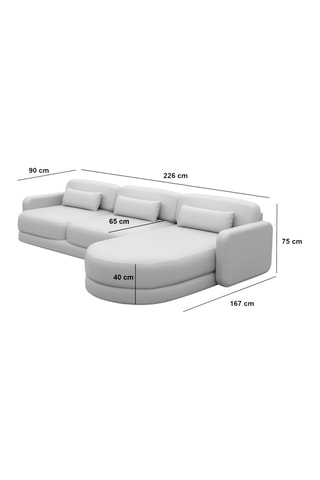 Canapé d'angle droit Migala - Crème - 5 places - Tissu toucher velours