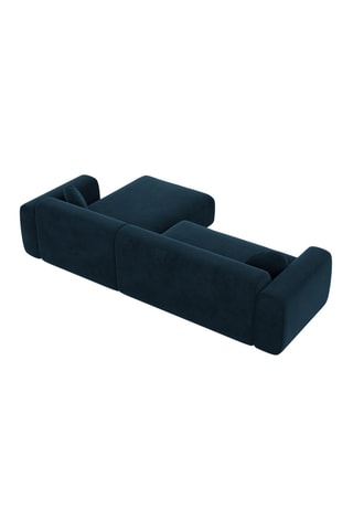 Canapé d'angle droit Moloko - Bleu foncé - 5 places - Tissu toucher velours