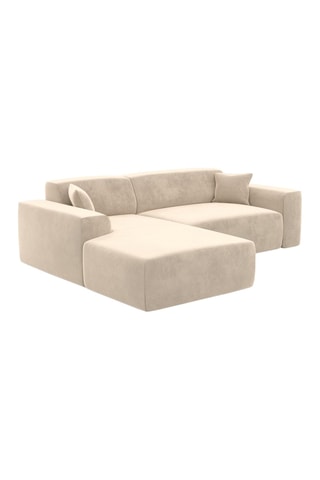 Canapé d'angle gauche Lenova - Crème - 5 places - Toucher velours