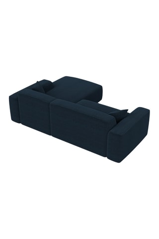 Canapé d'angle droit Lenova - Bleu atlantique - 5 places - Tissu velours côtelé