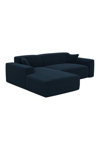 Canapé d'angle gauche Lenova - Bleu atlantique - 5 places - Tissu velours côtelé