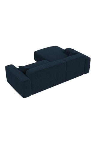 Canapé d'angle gauche Lenova - Bleu atlantique - 5 places - Tissu velours côtelé