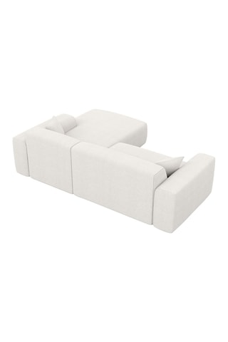 Canapé d'angle droit Lenova - Blanc - 5 places - Tissu structuré