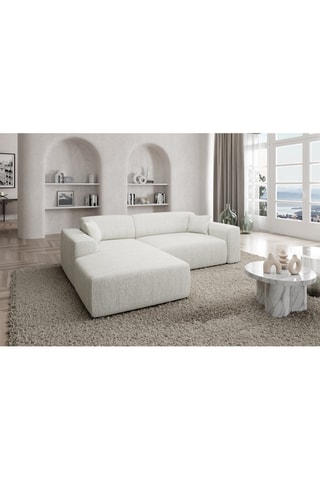 Canapé d'angle gauche Lenova - Blanc - 5 places - Tissu structuré