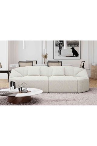 Canapé droit Laguna - Blanc - 3 places - En tissu bouclette