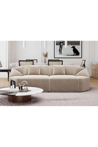 Canapé droit Laguna - Crème - 3 places - En tissu velours