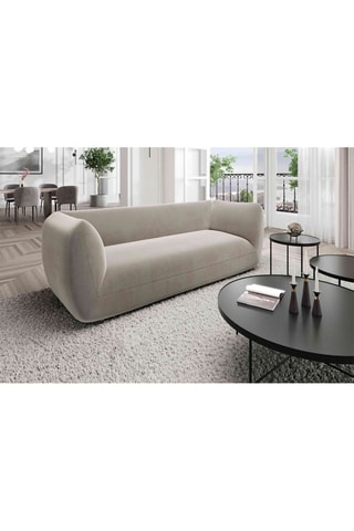 Canapé droit Leroy - Beige foncé - 3 places - Tissu velours