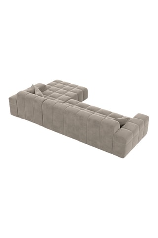 Canapé d'angle droit Cardano - Beige foncé - 5 places - Tissu toucher velours