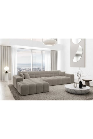 Canapé d'angle gauche Cardano - Beige foncé - 5 places - Tissu toucher velours