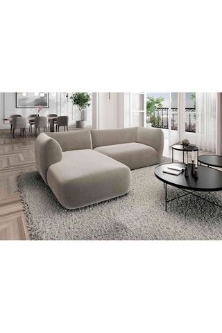 Canapé d'angle gauche Leroy - Beige foncé - 5 places - Tissu toucher velours