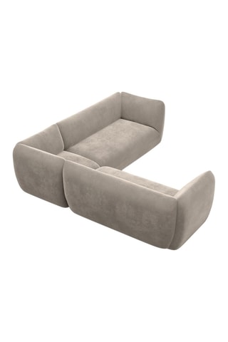 Canapé d'angle Leroy - Beige foncé - 6 places - Tissu toucher velours