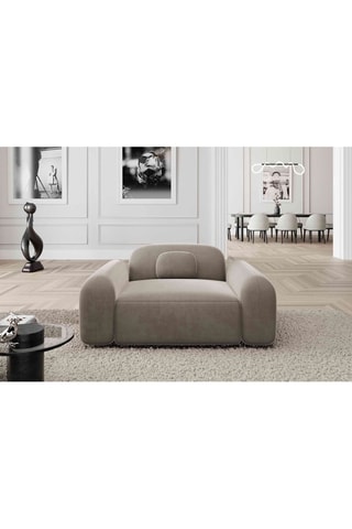 Fauteuil Labucca - Beige foncé - Tissu toucher velours