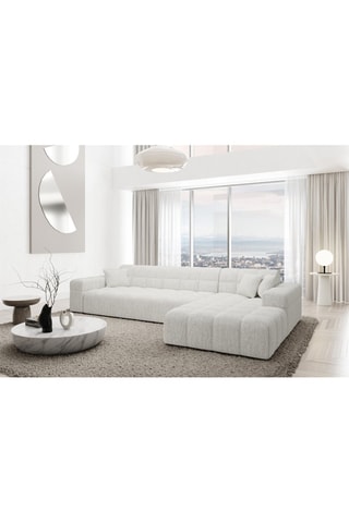 Canapé d'angle droit Cardano - Blanc - 5 places - Tissu structuré