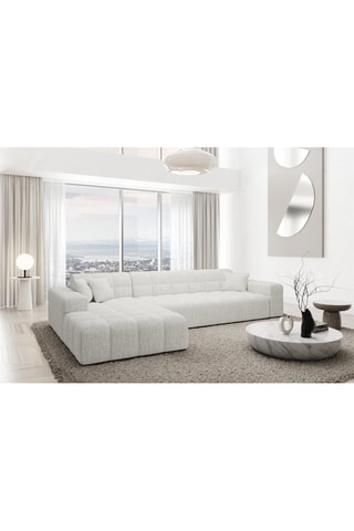 Canapé d'angle gauche Cardano - Blanc - 5 places - Tissu structuré