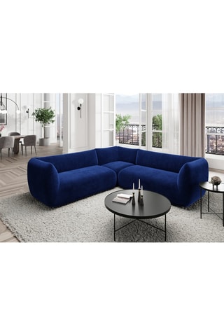 Canapé d'angle Leroy - Bleu foncé - 6 places - Tissu toucher velours