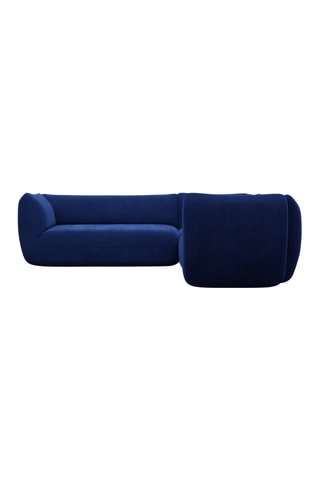 Canapé d'angle Leroy - Bleu foncé - 6 places - Tissu toucher velours