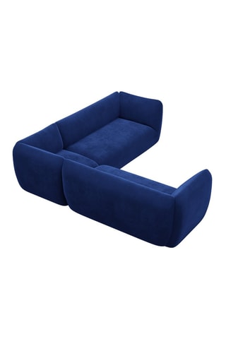 Canapé d'angle Leroy - Bleu foncé - 6 places - Tissu toucher velours