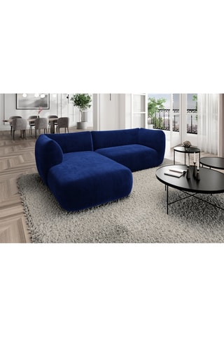 Canapé d'angle gauche Leroy - Bleu foncé - 5 places - Tissu toucher velours