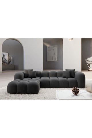 Canapé d’angle gauche Nuvola - Anthracite - 5 places - Tissu