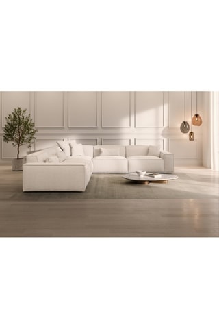 Canapé d’angle Lionel - Blanc - 6 places - En tissu structurel