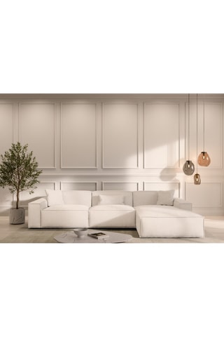 Canapé d’angle gauche Lionel - Blanc - 5 places - Tissu structurel