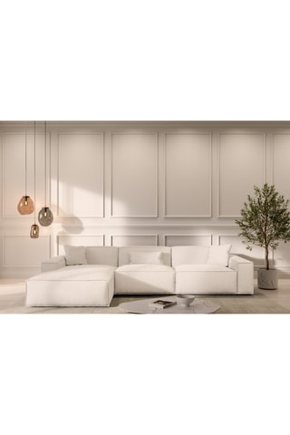 Canapé d’angle gauche Lionel - Blanc - 5 places - Tissu