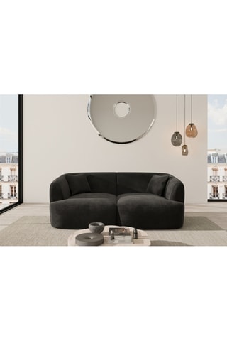 Canapé Ozura - Noir - 2 places - Tissu velours