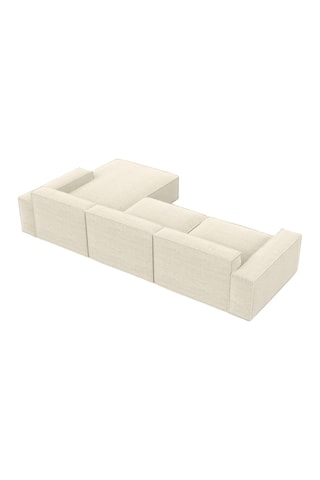 Canapé d'angle droit Lionel - Beige clair - 5 places - Tissu velours côtelé