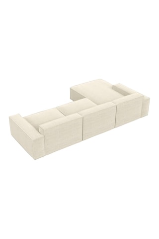 Canapé d'angle gauche Lionel - Beige clair - 5 places - Tissu velours côtelé