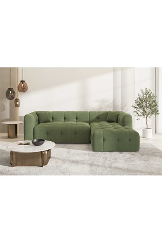 Canapé d'angle droit Baloo - Vert - Tissu structuré - 5 places