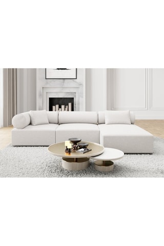 Canapé d'angle droit Form Ragusa - Blanc - 5 places - Tissu bouclette