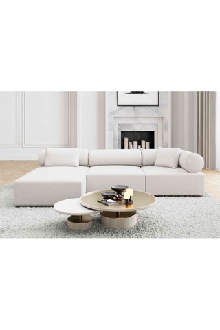 Canapé d'angle gauche Form Ragusa - Blanc - 5 places - Tissu bouclette