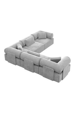 Canapé d'angle Form Ragusa - Gris clair - 6 places - Tissu toucher velours