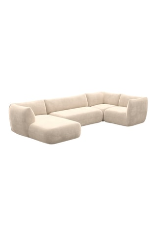 Canapé d'angle droit panoramique Leroy - Crème - 7 places - En velours