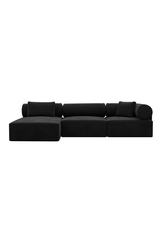 Canapé d'angle gauche Ragusa - Noir - 5 places - Tissu toucher velours