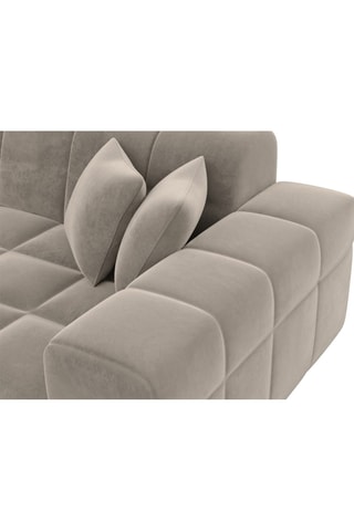 Canapé d'angle Cardano - Beige foncé - 6 places - Tissu toucher velours