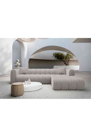 Canapé d'angle droit Luma - Gris clair - 5 places - Tissu structuré