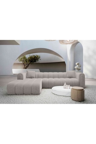 Canapé d'angle gauche Luma - Gris clair - 5 places - Tissu structuré